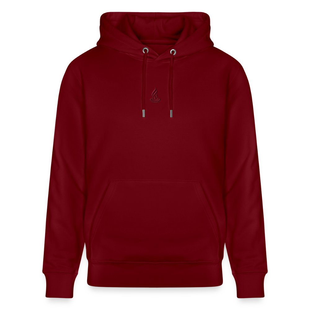 DARK RED FLAME - Unisex Organic Hoodie - Embroidery - burgundy