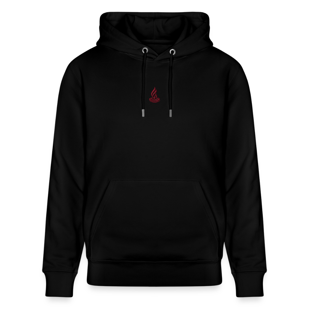 DARK RED FLAME - Unisex Organic Hoodie - Embroidery - black
