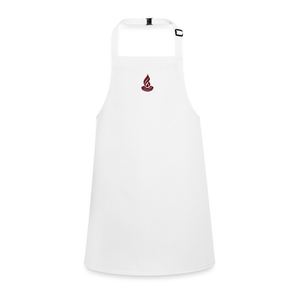 Red Flame - "Little Big Master Cook" - CHILDREN'S APRON - Embroidery - white