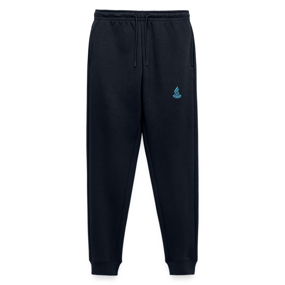 LIGHT BLUE FLAME - Men's Premium Organic Joggers - Embroidery - navy