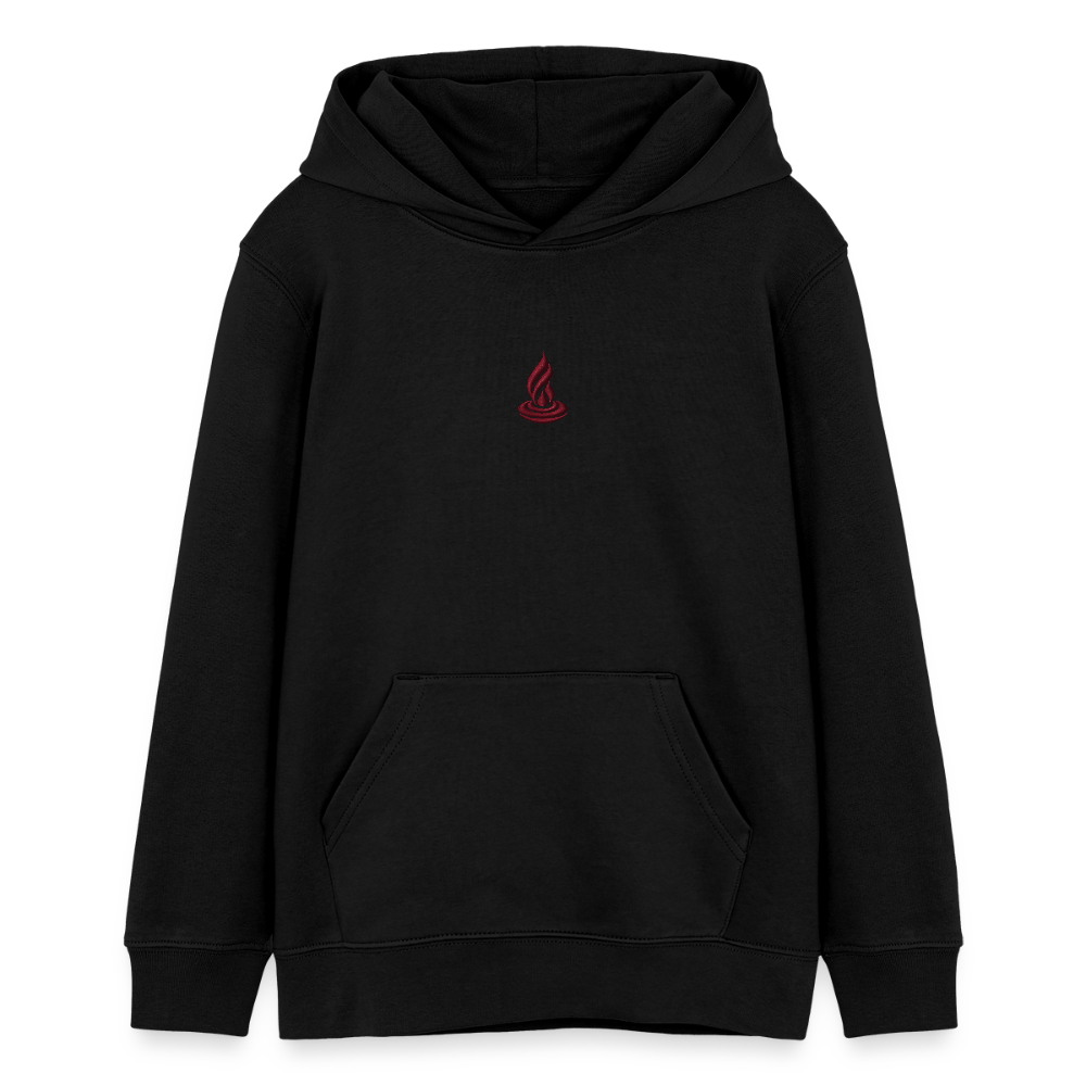 RED FLAME - TEEN - Organic Hoodie - Embroidery - black