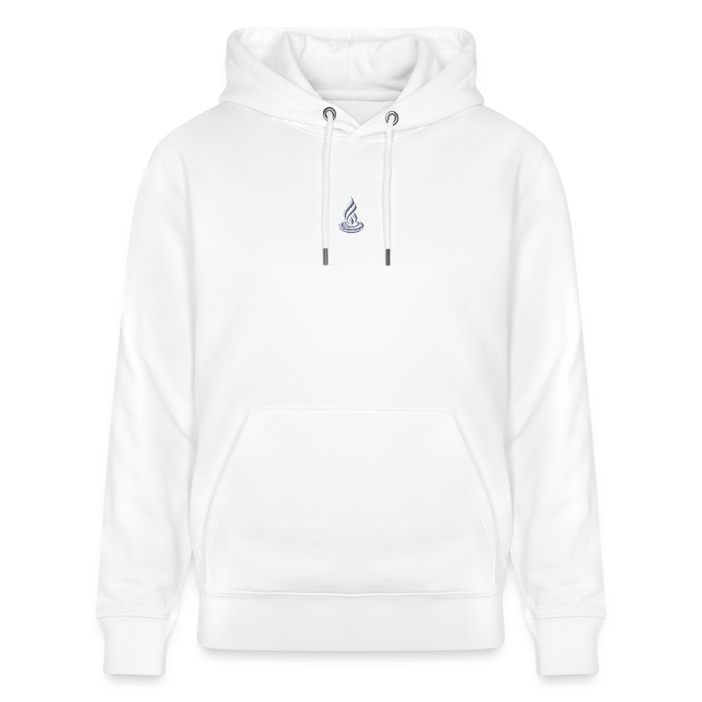 WHITE FLAME - Unisex Organic Hoodie - Embroidery - white