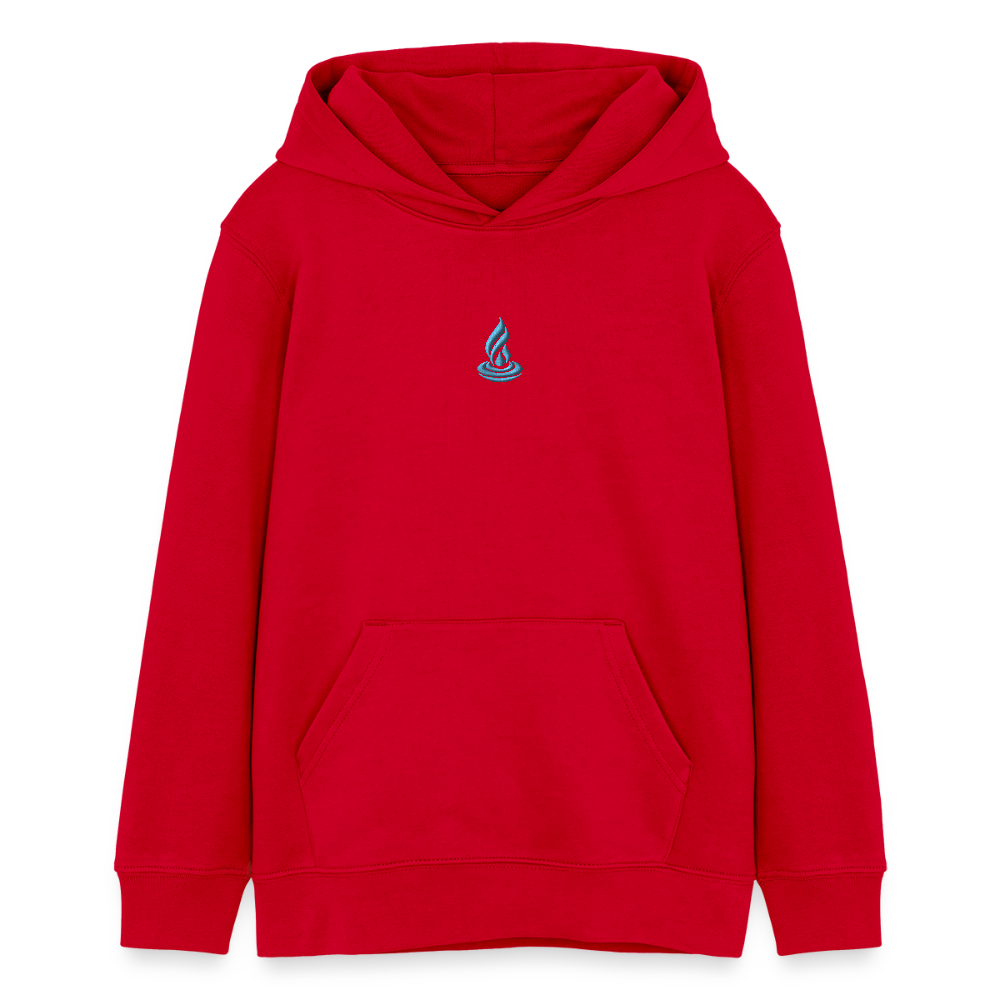 LIGHT BLUE FLAME - TEEN - Organic Hoodie - Embroidery - red
