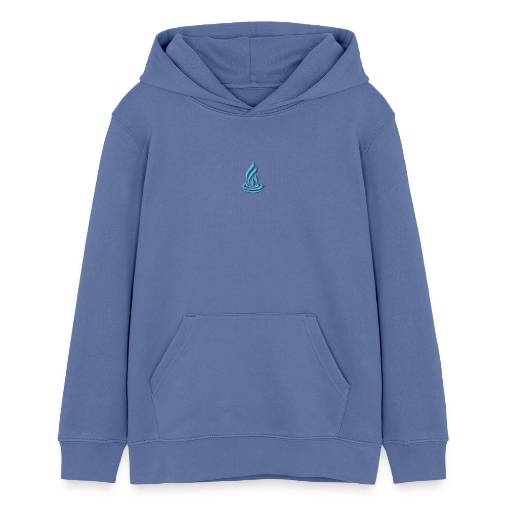 LIGHT BLUE FLAME - TEEN - Organic Hoodie - Embroidery - bright blue