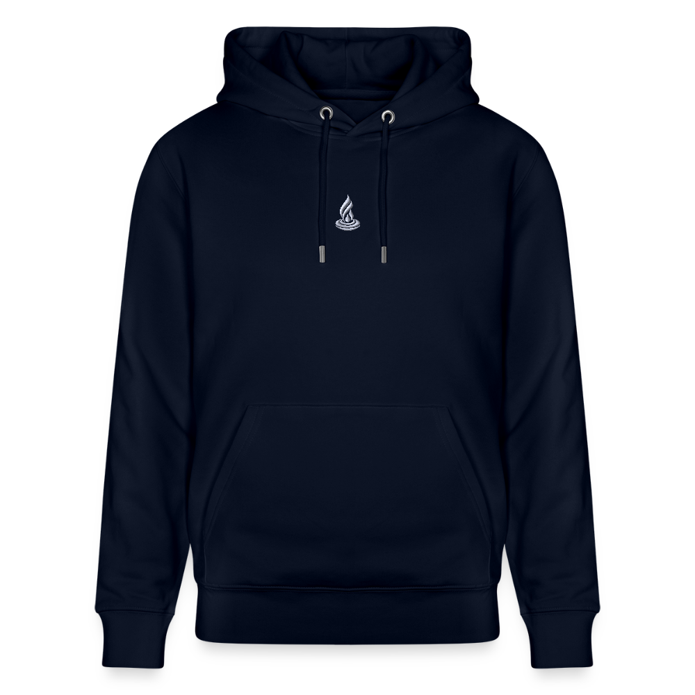 WHITE FLAME - Unisex Organic Hoodie - Embroidery - navy