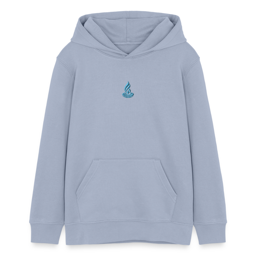 LIGHT BLUE FLAME - TEEN - Organic Hoodie - Embroidery - lavender-violet