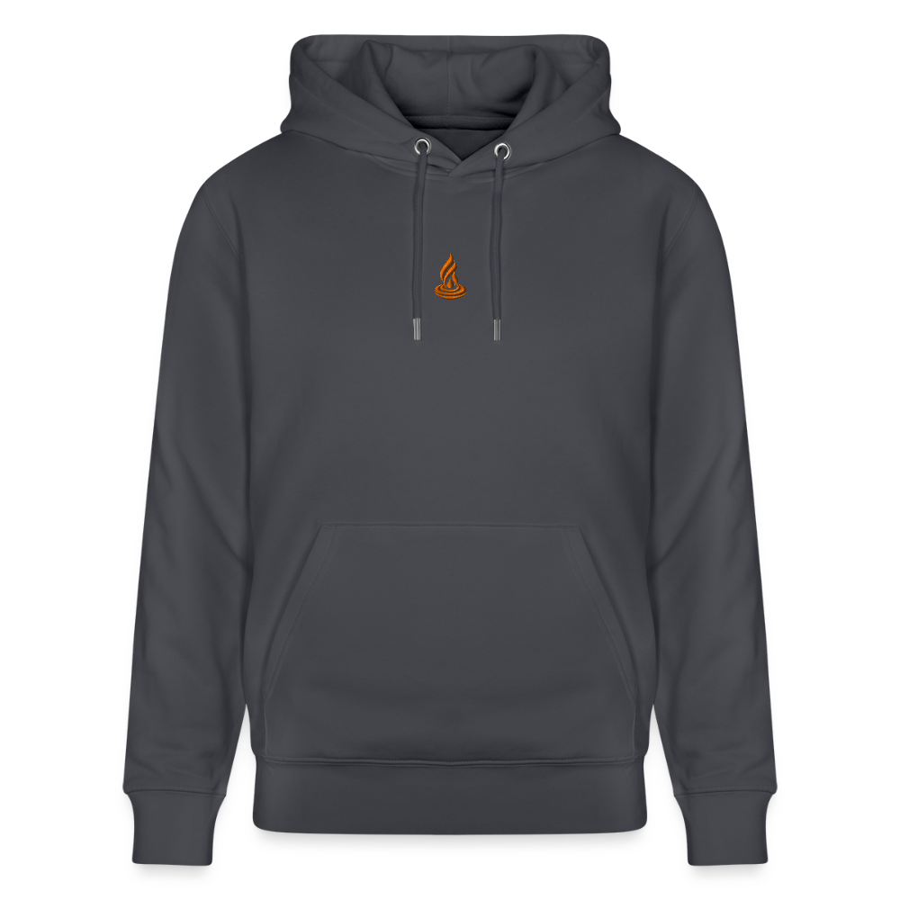 ORANGE FLAME - Unisex Organic Hoodie - Embroidery - indigo blue