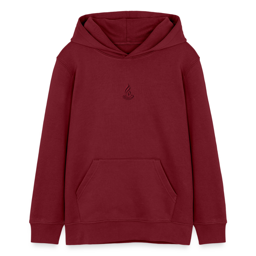 RED FLAME - TEEN - Organic Hoodie - Embroidery - burgundy