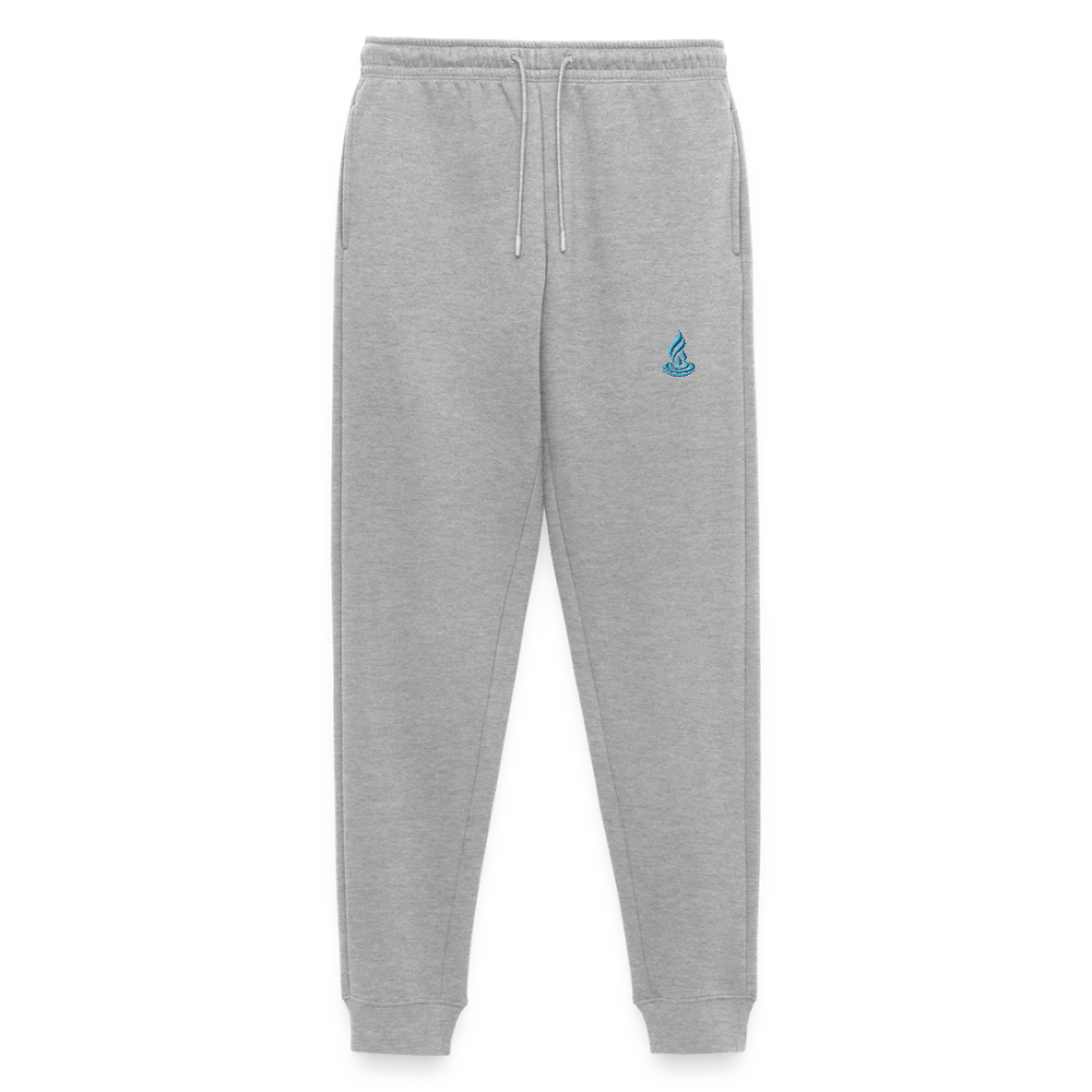 LIGHT BLUE FLAME - Men's Premium Organic Joggers - Embroidery - heather grey