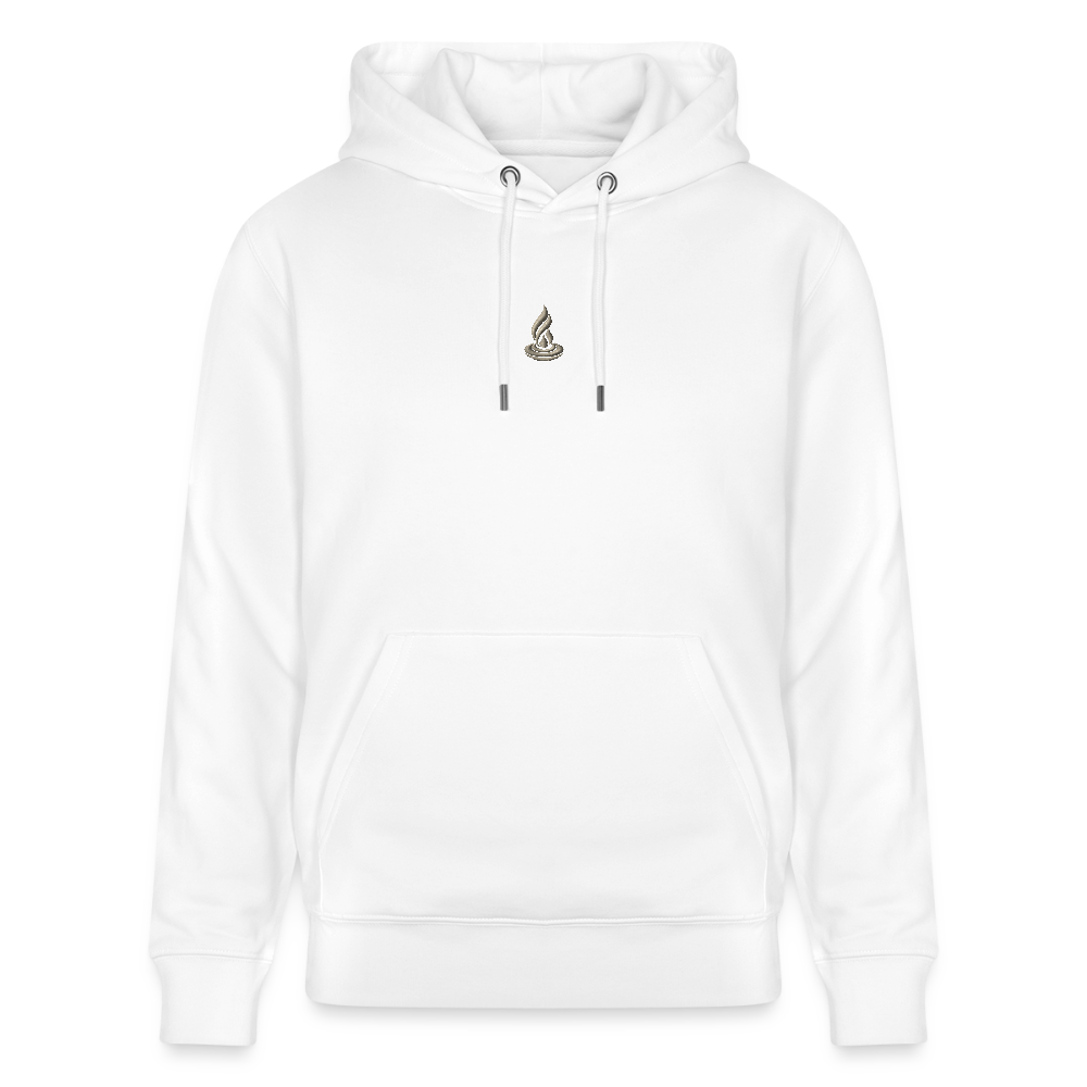 GOLDEN BEIGE FLAME - Unisex Organic Hoodie - Embroidery - white