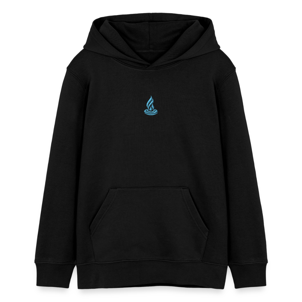 LIGHT BLUE FLAME - TEEN - Organic Hoodie - Embroidery - black