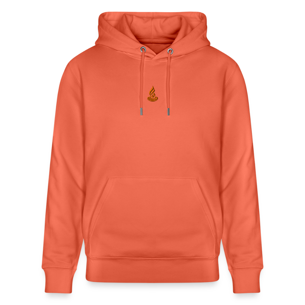 ORANGE FLAME - Unisex Organic Hoodie - Embroidery - light red