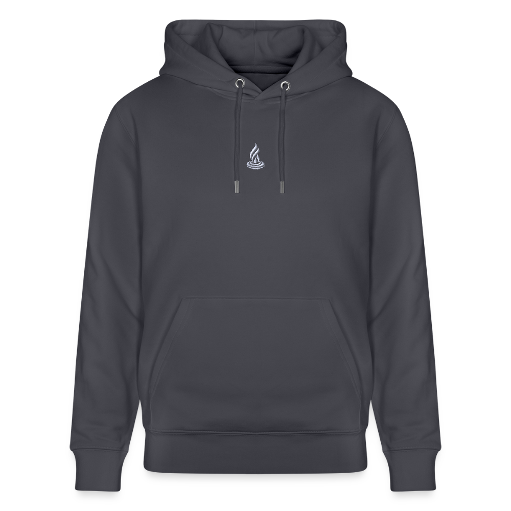 WHITE FLAME - Unisex Organic Hoodie - Embroidery - indigo blue