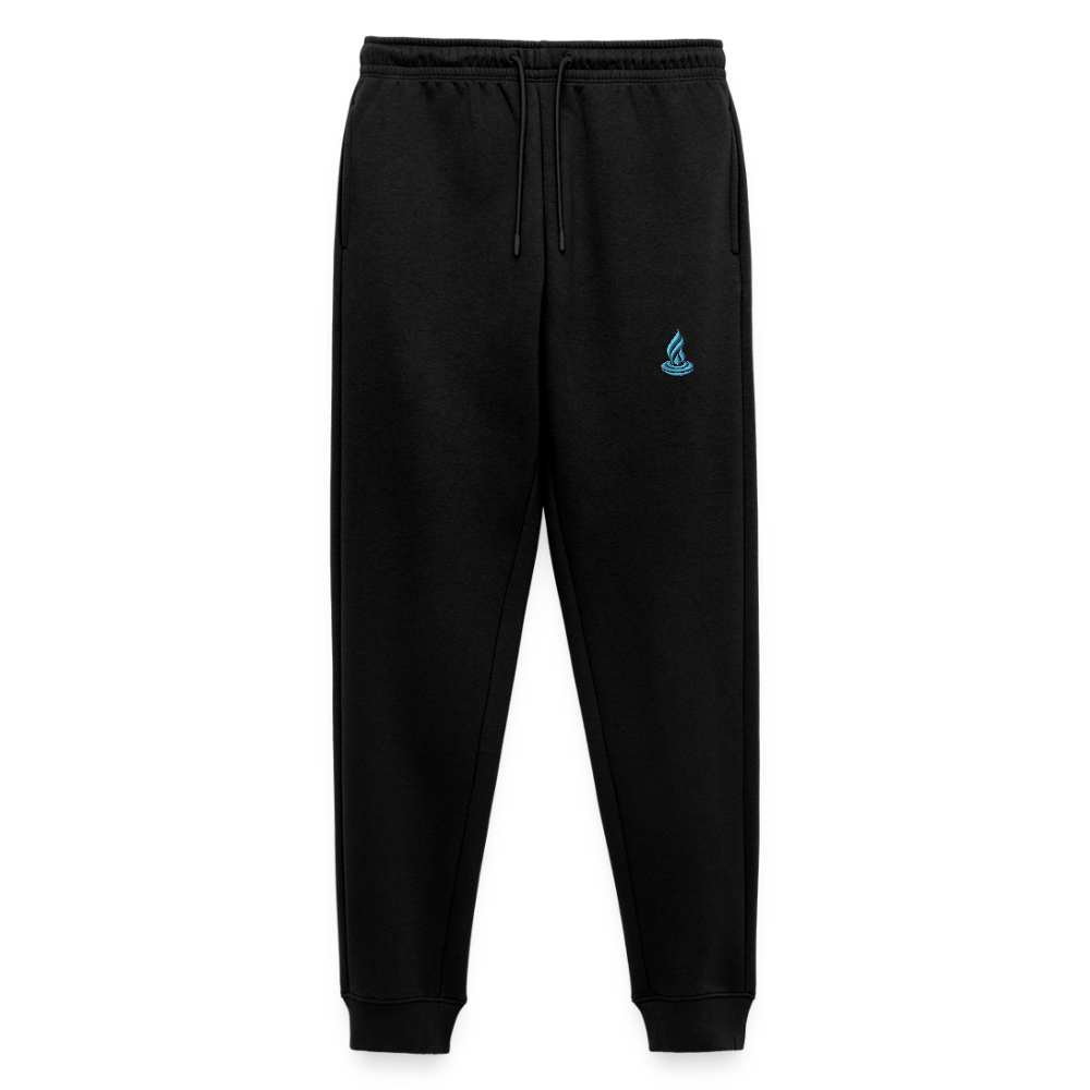 LIGHT BLUE FLAME - Men's Premium Organic Joggers - Embroidery - black