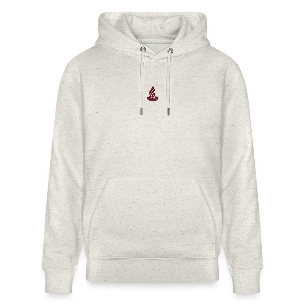 DARK RED FLAME - Unisex Organic Hoodie - Embroidery - heather oatmeal