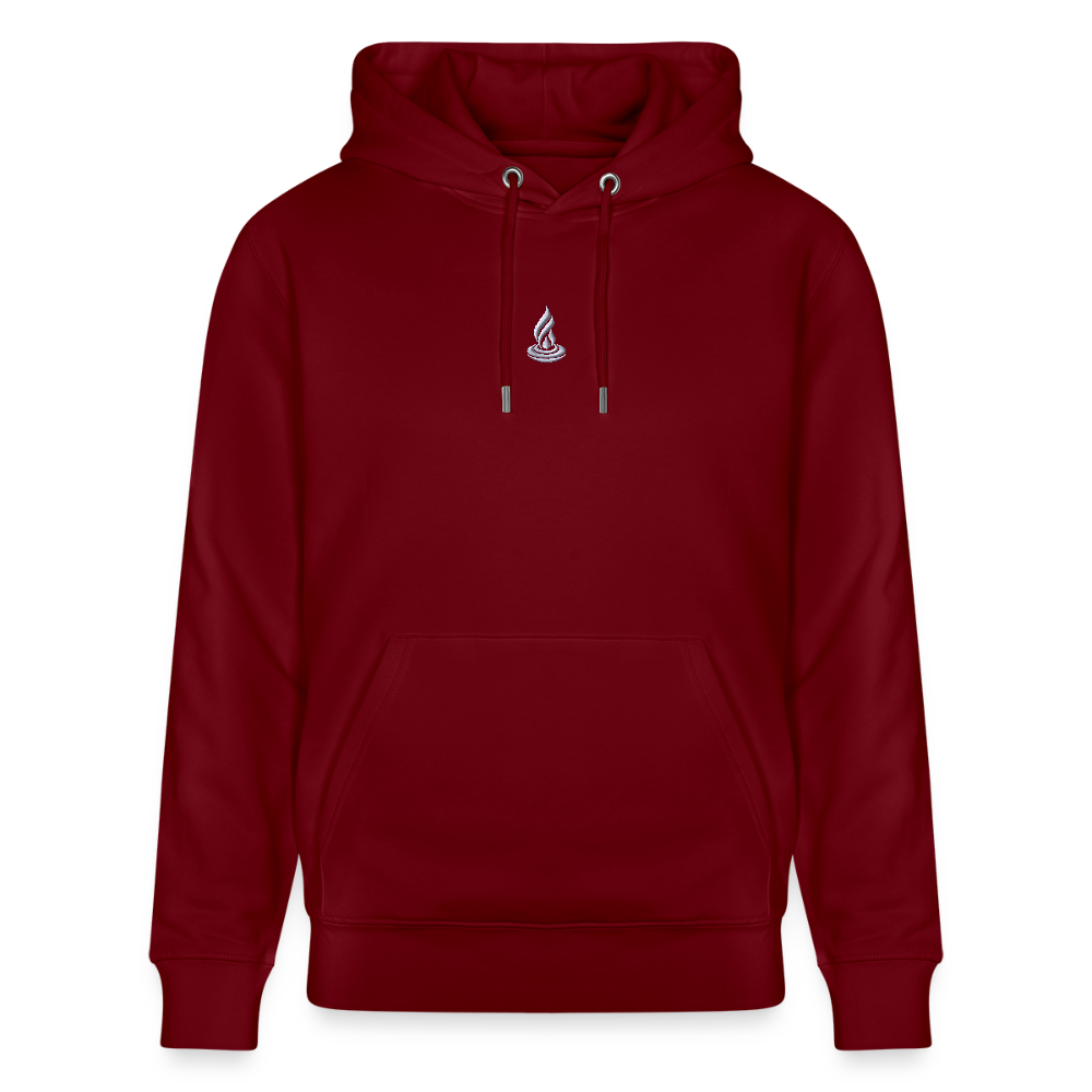 WHITE FLAME - Unisex Organic Hoodie - Embroidery - burgundy