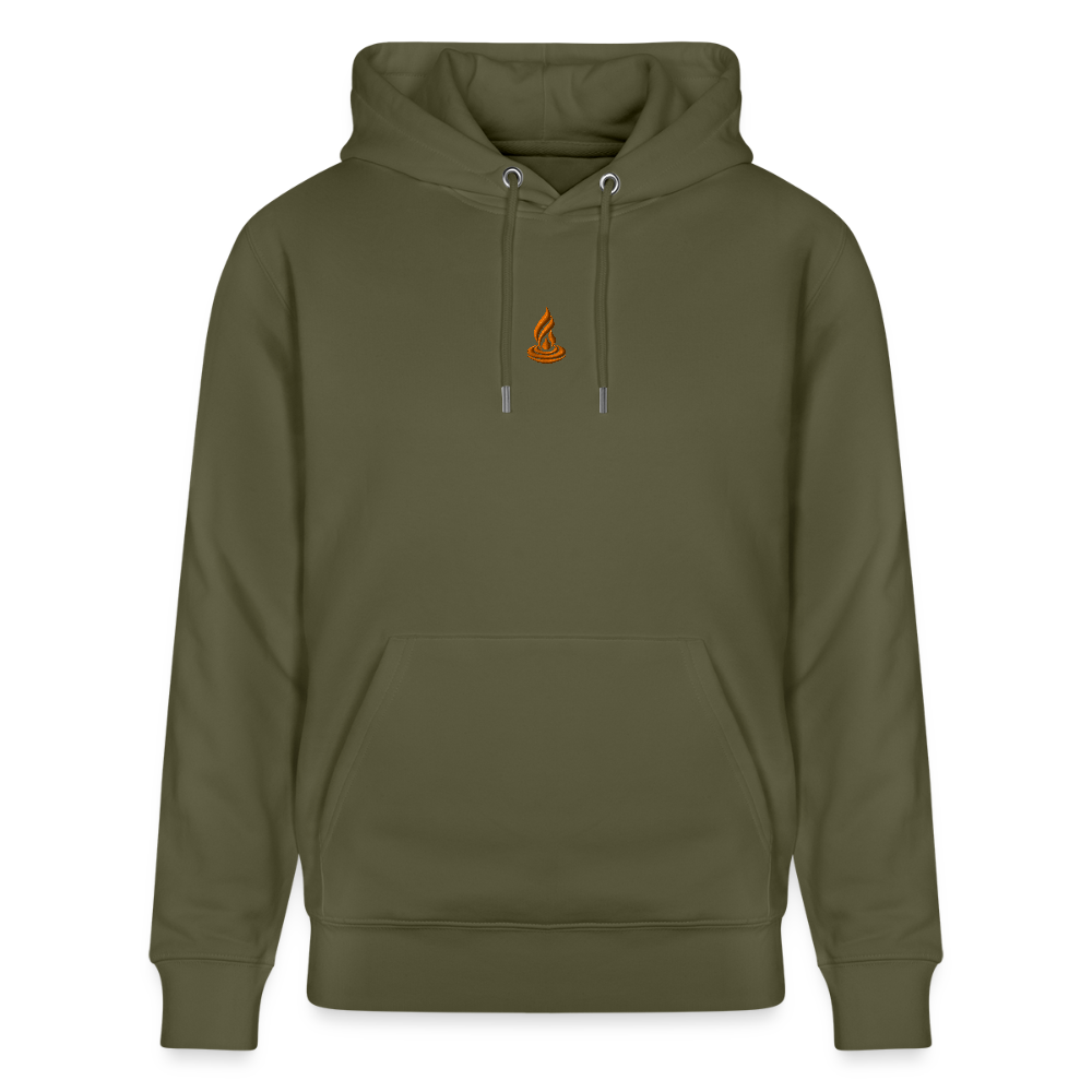 ORANGE FLAME - Unisex Organic Hoodie - Embroidery - khaki green