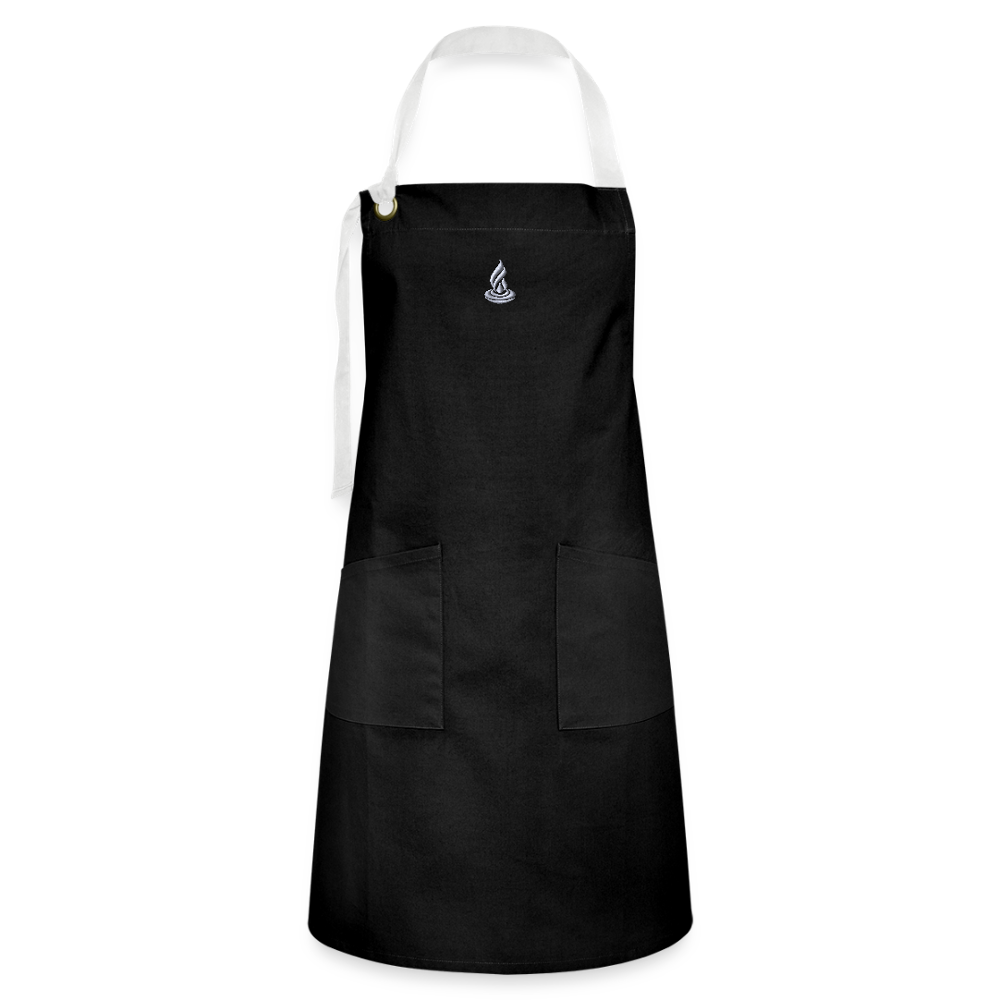 White Flame - Cook with Happiness - ARTISAN APRON - Embroidery - black/white