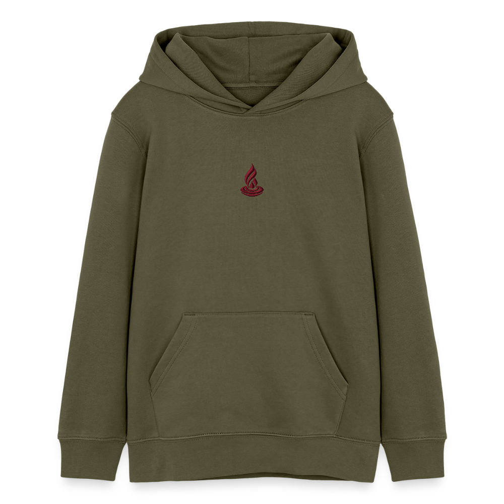 RED FLAME - TEEN - Organic Hoodie - Embroidery - khaki