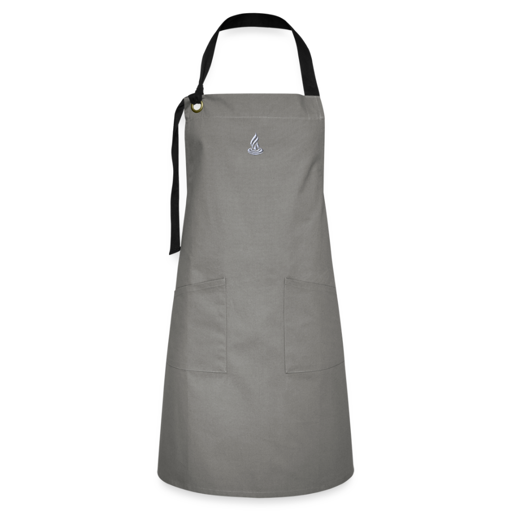 White Flame - Cook with Happiness - ARTISAN APRON - Embroidery - grey/black