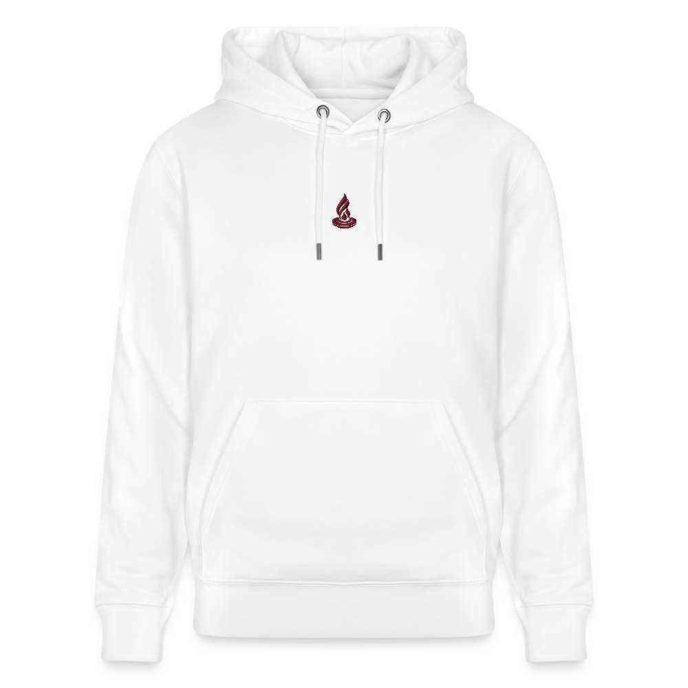 DARK RED FLAME - Unisex Organic Hoodie - Embroidery - white