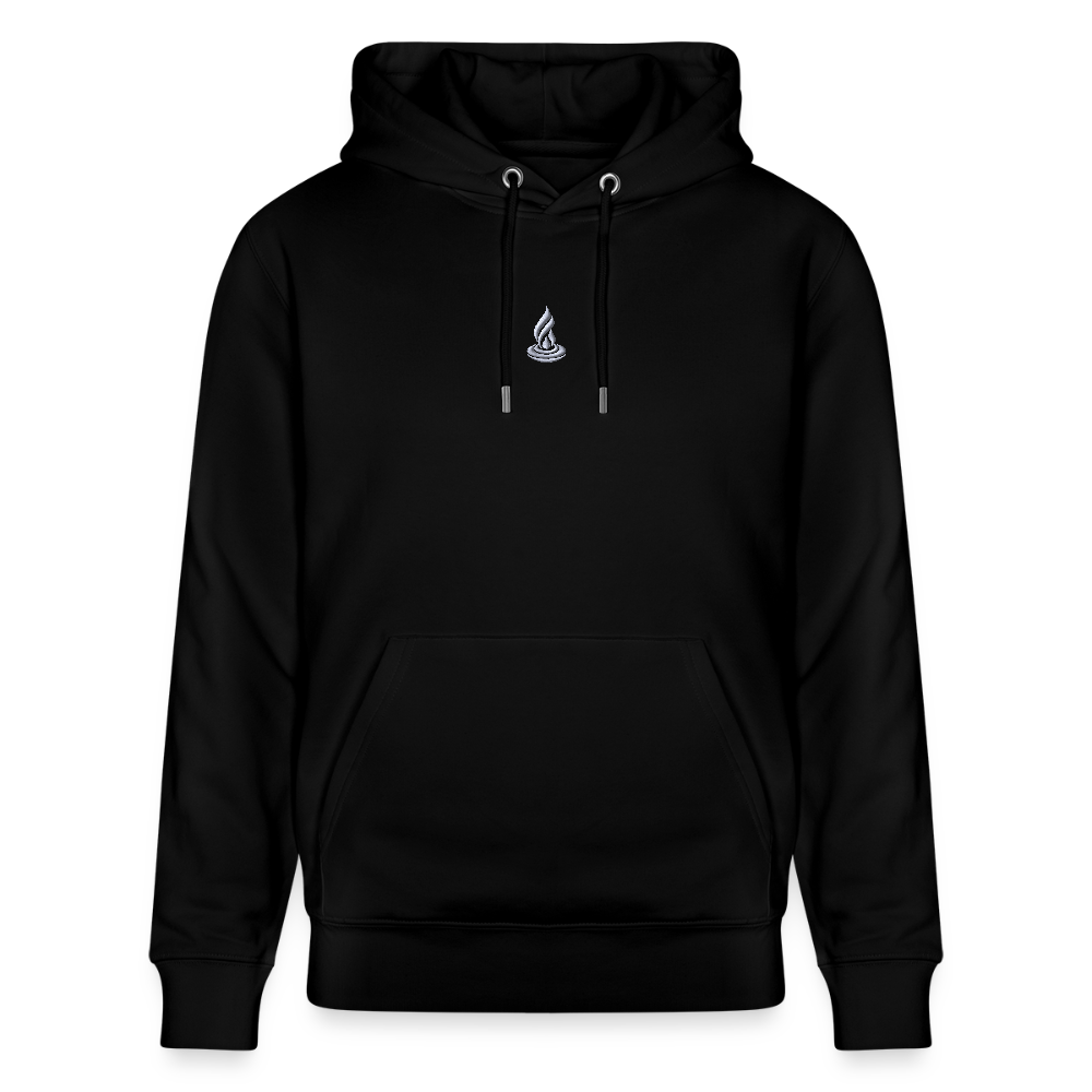 WHITE FLAME - Unisex Organic Hoodie - Embroidery - black